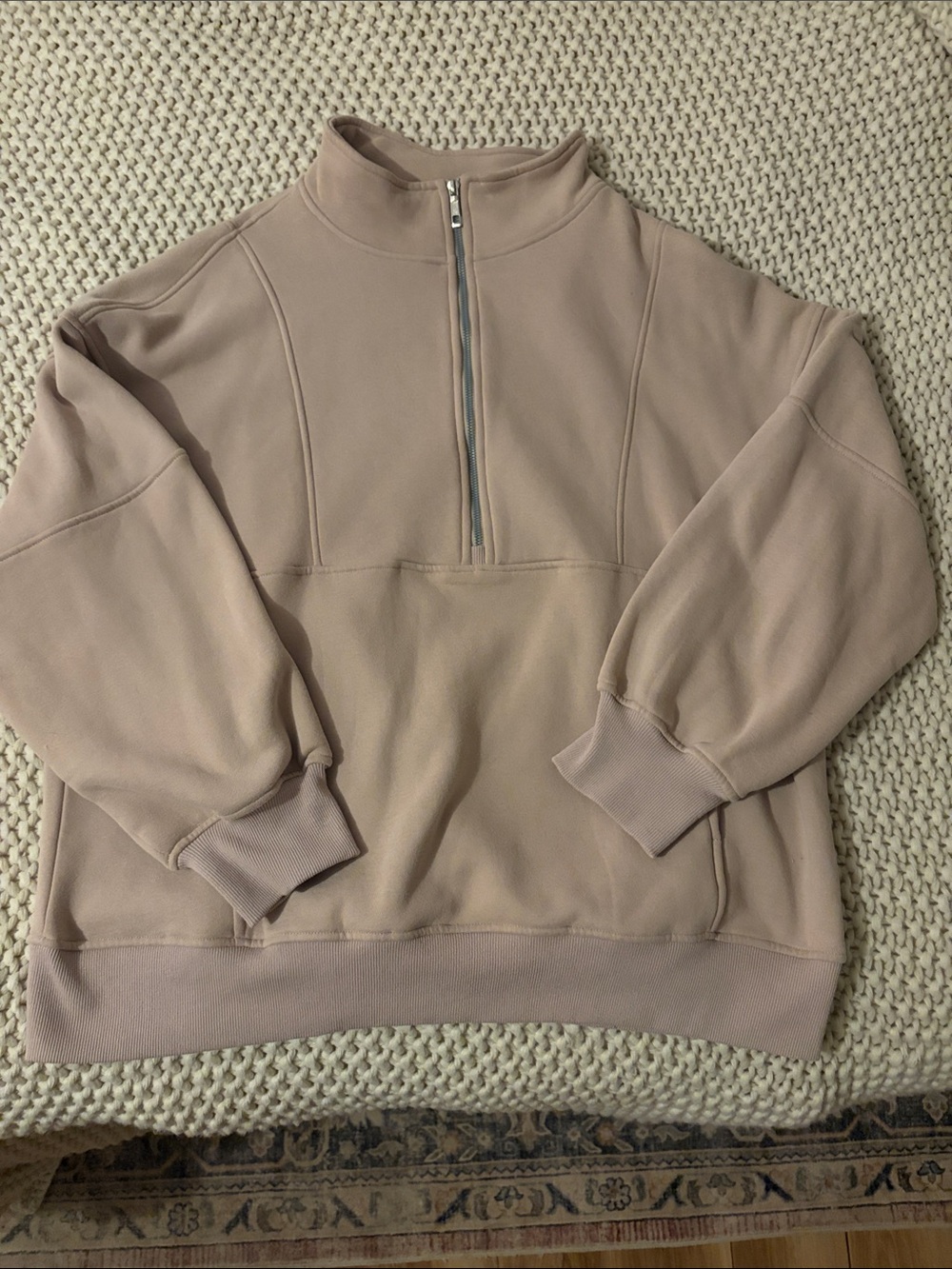 Beige Quarter-Zip Sweatshirt